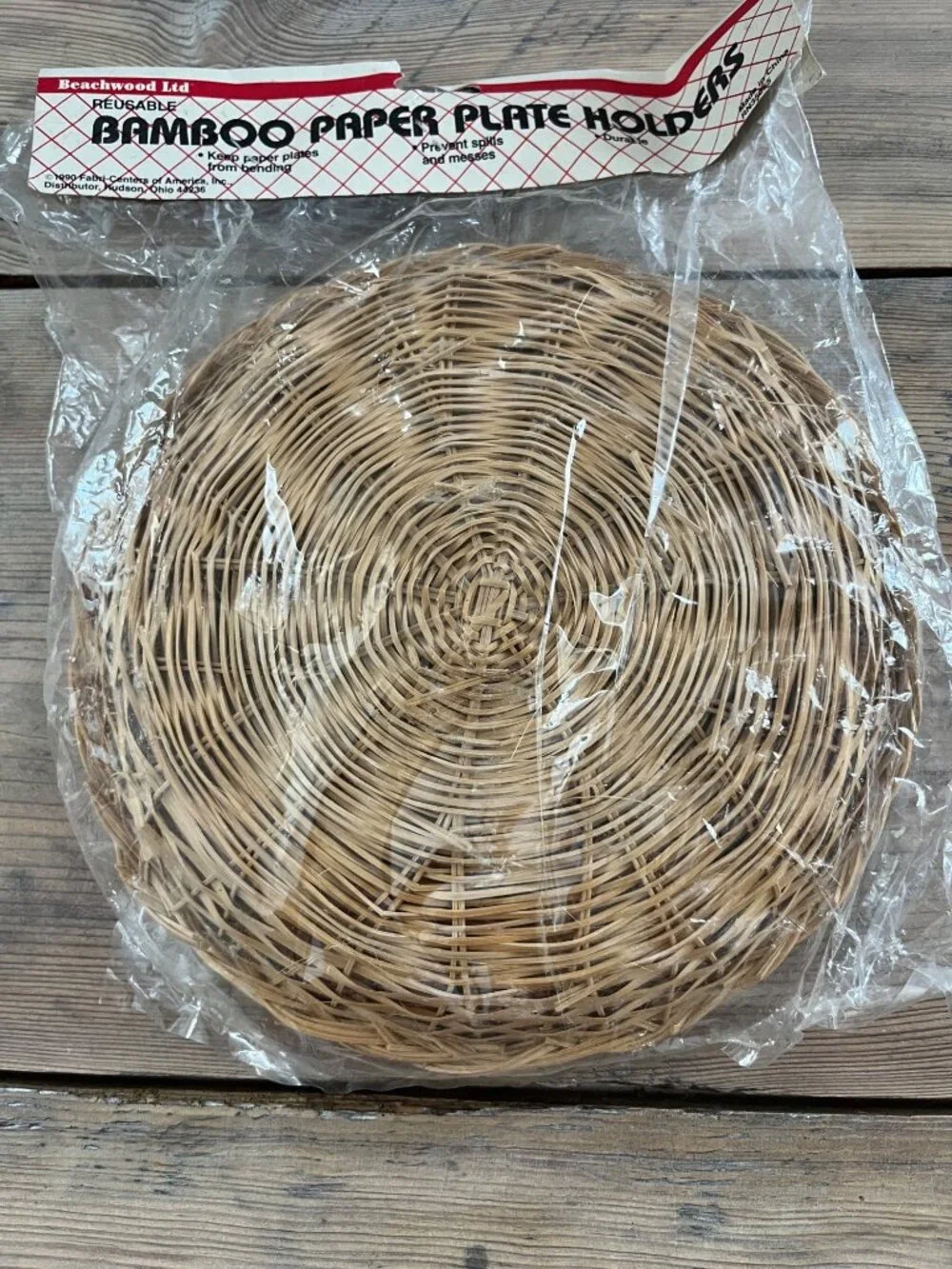 Beachwood Ltd Vtg Bamboo Paper Plate Holder Set of 4 90s